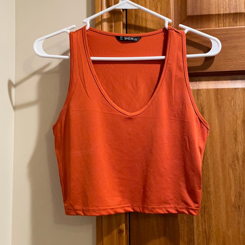 Shein Orange Cropped Tank Top Size Medium